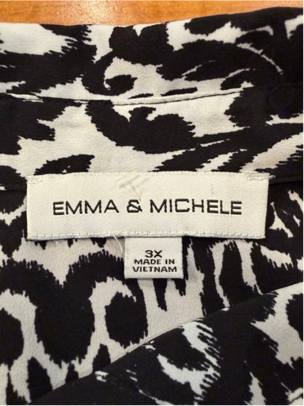 Emma & Michele Maxi Dress 3X Damask Print Black White Long Sleeve Shirt Dress - Picture 6 of 11